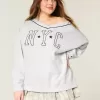 Oversized NYC grafisk tröja med V-ringad Oversized NYC grafisk tröja med V-ringad