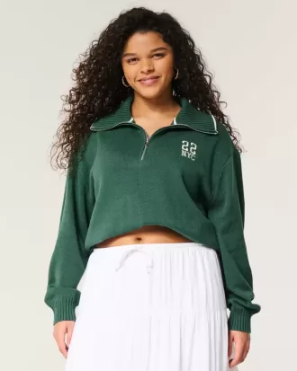 Oversized NYC Graphic Half Zip Sweater