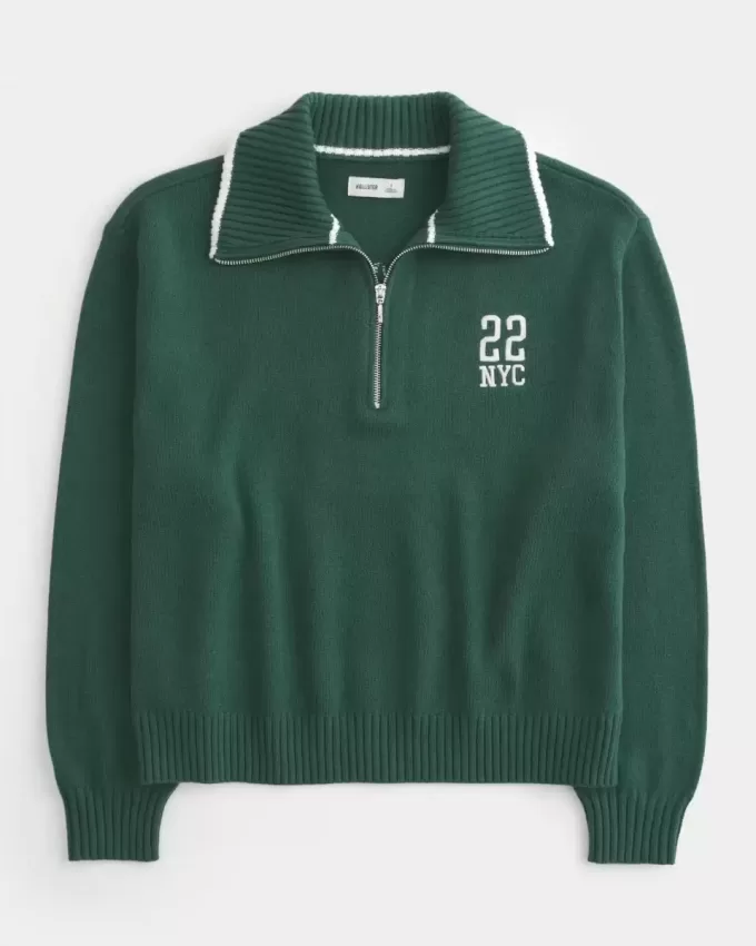 Oversized NYC Graphic Half Zip Sweater Oversized NYC Graphic Half Zip Sweater