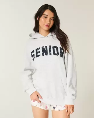 Oversized senior grafisk hoodie