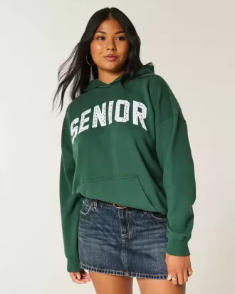 Oversized senior grafisk hoodie