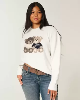 Oversized Teddy Bear Graphic Crew-tröja Oversized Teddy Bear Graphic Crew-tröja