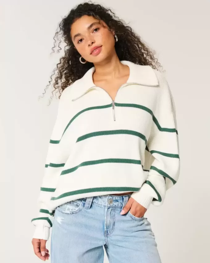 Oversized tröja med halv dragkedja Oversized tröja med halv dragkedja