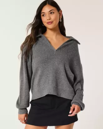 Oversized tröja med halv dragkedja