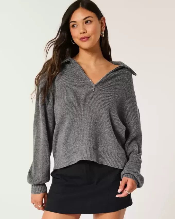 Oversized tröja med halv dragkedja Oversized tröja med halv dragkedja