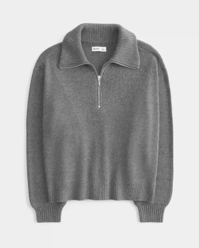 Oversized tröja med halv dragkedja Oversized tröja med halv dragkedja