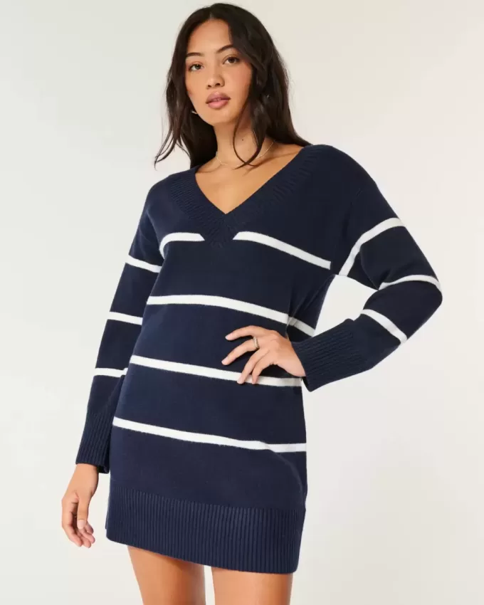 På/av axeln Jersey Sweater Dress