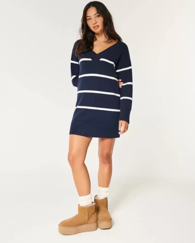 På/av axeln Jersey Sweater Dress
