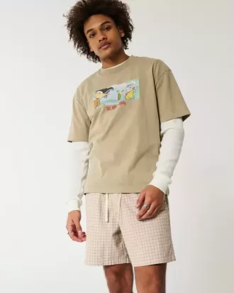 Pådragsshorts i linneblandning på mitten av låret
