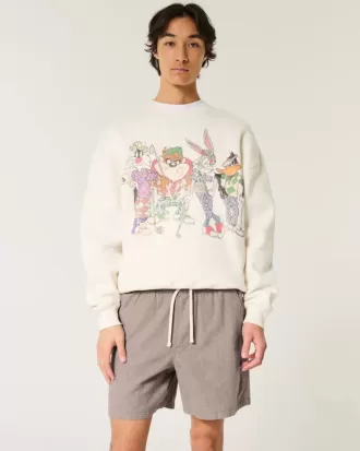 Pådragsshorts i linneblandning på mitten av låret