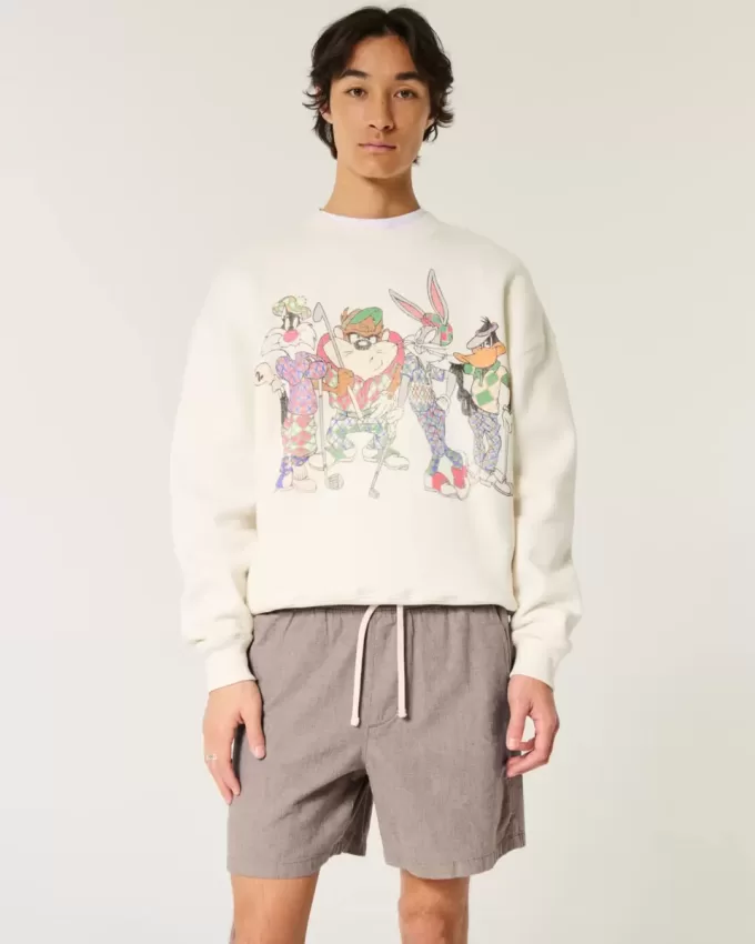 Pådragsshorts i linneblandning på mitten av låret