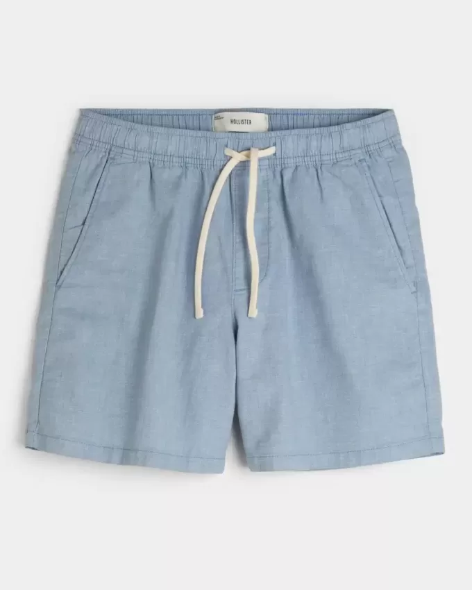 Pådragsshorts i linneblandning på mitten av låret Pådragsshorts i linneblandning på mitten av låret