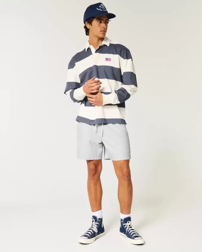 Pådragsshorts i linneblandning på mitten av låret Pådragsshorts i linneblandning på mitten av låret