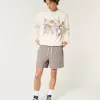 Pådragsshorts i linneblandning på mitten av låret