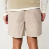 Pådragsshorts i linneblandning på mitten av låret