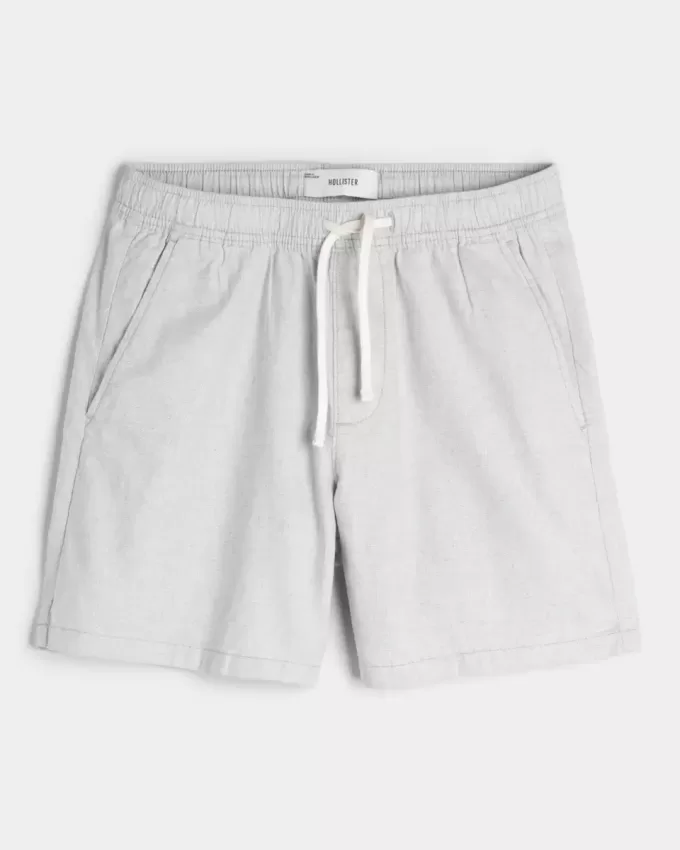 Pådragsshorts i linneblandning på mitten av låret Pådragsshorts i linneblandning på mitten av låret