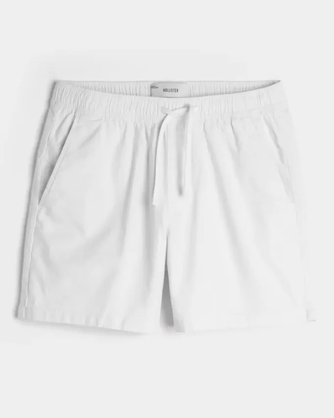 Pådragsshorts i linneblandning på mitten av låret