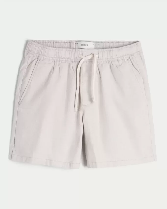 Pådragsshorts i linneblandning på mitten av låret Pådragsshorts i linneblandning på mitten av låret
