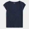 Pointelle-topp med fyrkantig hals Pointelle-topp med fyrkantig hals