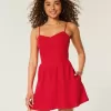 Öppen-Back Linne-Blend Skort Klänning