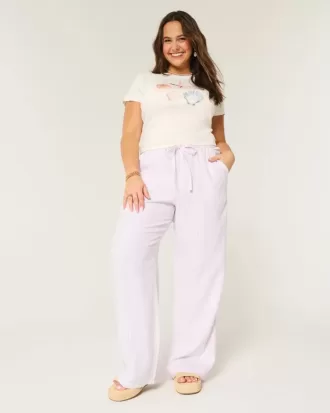 Pull-On Baggy Byxor i linneblandning