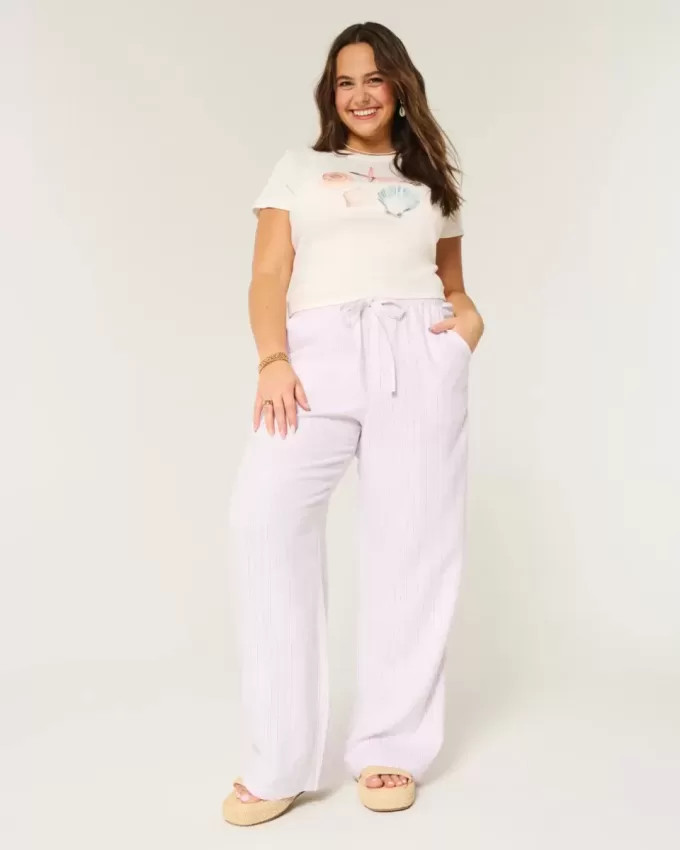 Pull-On Baggy Byxor i linneblandning Pull-On Baggy Byxor i linneblandning