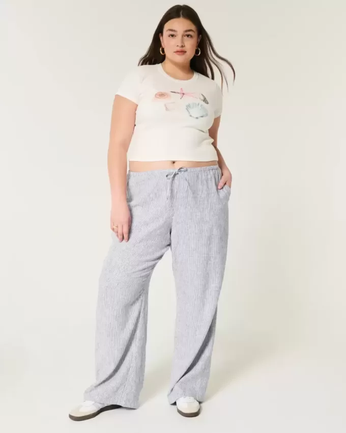 Pull-On Baggy Byxor i linneblandning Pull-On Baggy Byxor i linneblandning