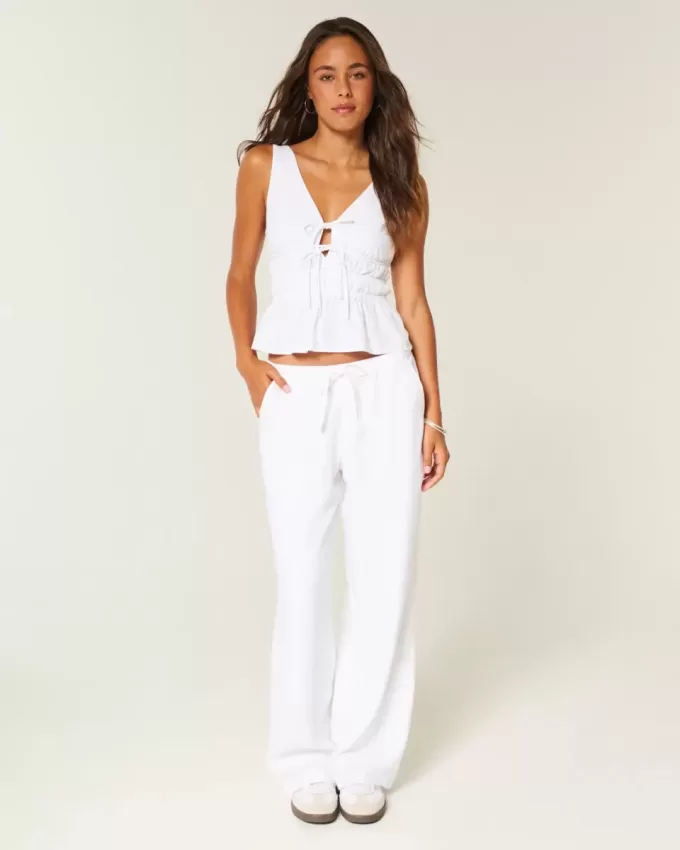 Pull-On Baggy Byxor i linneblandning Pull-On Baggy Byxor i linneblandning