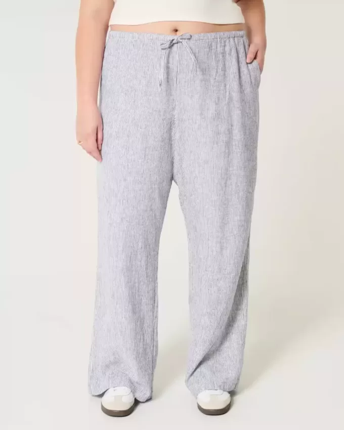 Pull-On Baggy Byxor i linneblandning Pull-On Baggy Byxor i linneblandning