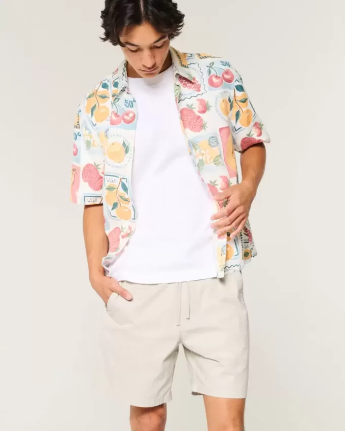 Pull-On-shorts i twill ovanför knäet
