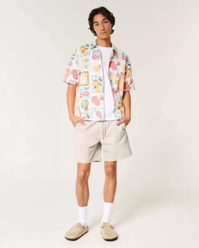 Pull-On-shorts i twill ovanför knäet