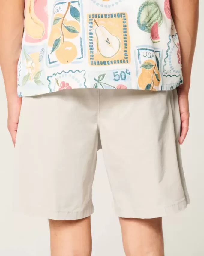 Pull-On-shorts i twill ovanför knäet