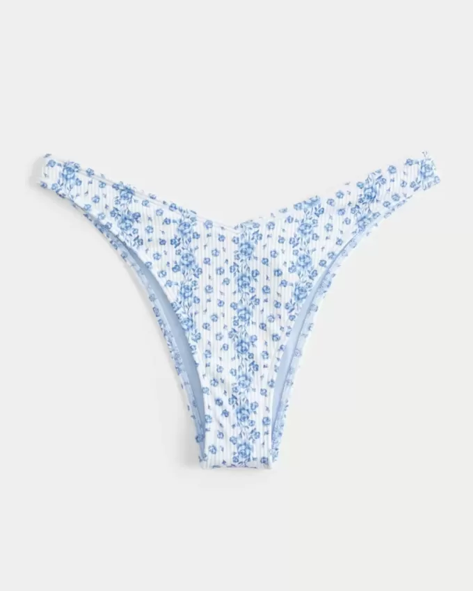 Ribbad högbens V-midja Fräckaste bikinibotten Ribbad högbens V-midja Fräckaste bikinibotten