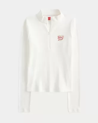 Ribbad Lunar New Year Grafisk Halv Zip Top