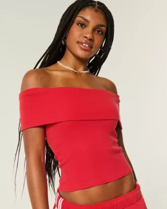 Ribbad off-the-shoulder viktopp
