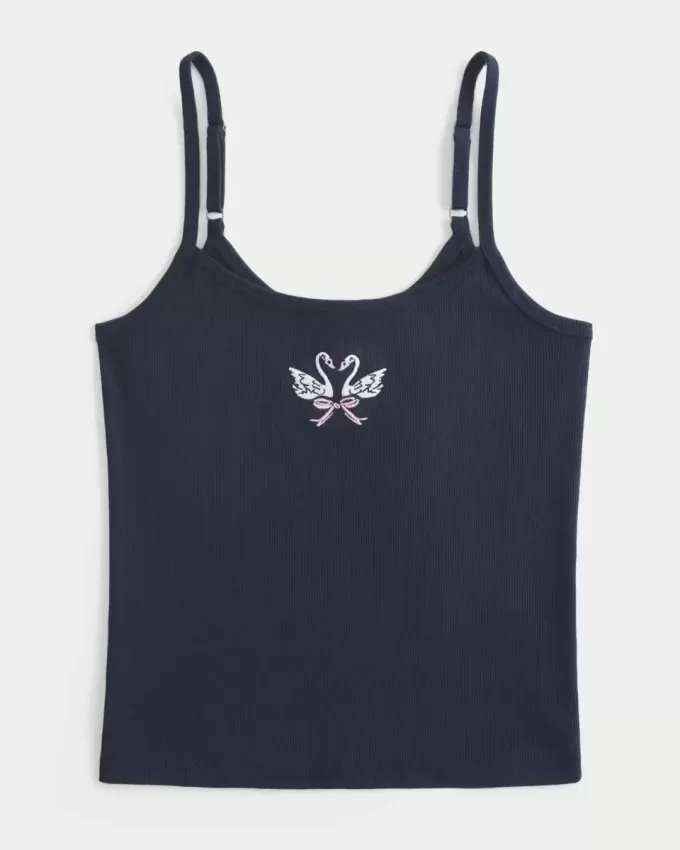 Ribbed Swan Graphic Cami Ribbed Swan Graphic Cami