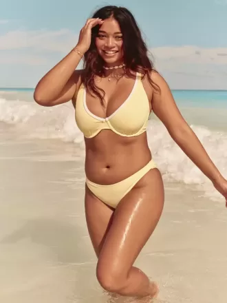 Ribbstickad bikinibotten