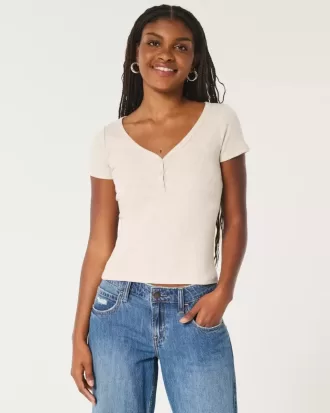 Ribbstickad kortärmad ikon Henley
