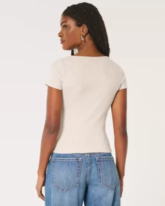 Ribbstickad kortärmad ikon Henley
