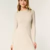 Ribbstickad Skater Mini Sweater Dress