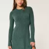 Ribbstickad Skater Mini Sweater Dress
