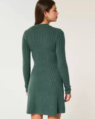 Ribbstickad Skater Mini Sweater Dress