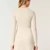Ribbstickad Skater Mini Sweater Dress