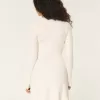 Ribbstickad Skater Mini Sweater Dress