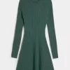 Ribbstickad Skater Mini Sweater Dress