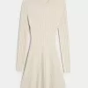 Ribbstickad Skater Mini Sweater Dress