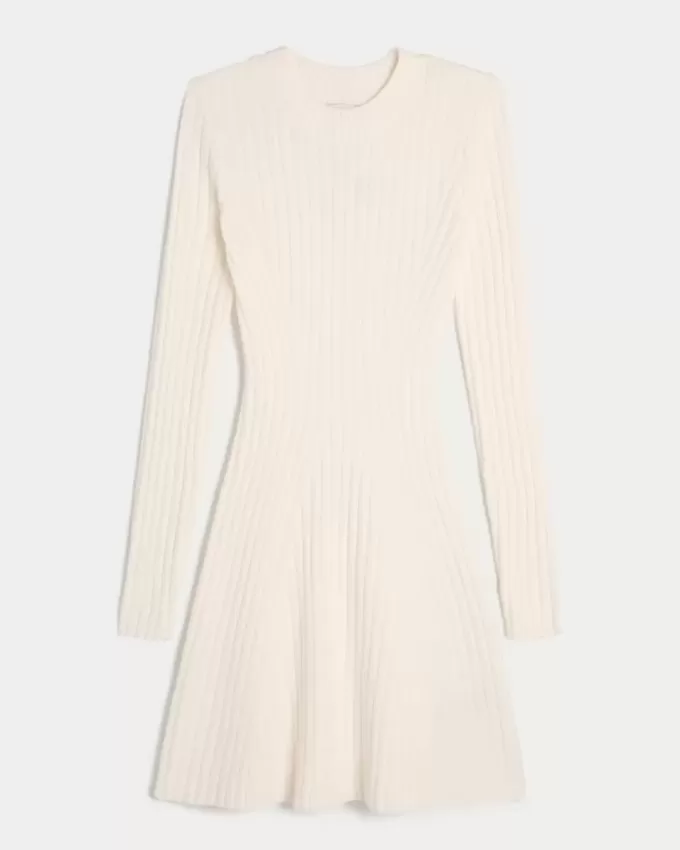 Ribbstickad Skater Mini Sweater Dress
