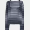 Ribbstickad sömlös topp med fyrkantig hals Ribbstickad sömlös topp med fyrkantig hals