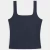 Ribbstickad sömlös tyg tank med fyrkantig hals Ribbstickad sömlös tyg tank med fyrkantig hals