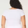 Ribbstickad t-shirt med fyrkantig hals